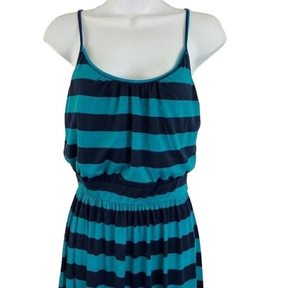 August Salt Blue Striped Knit Maxi Dress Size S NWT - Picture 2 of 7